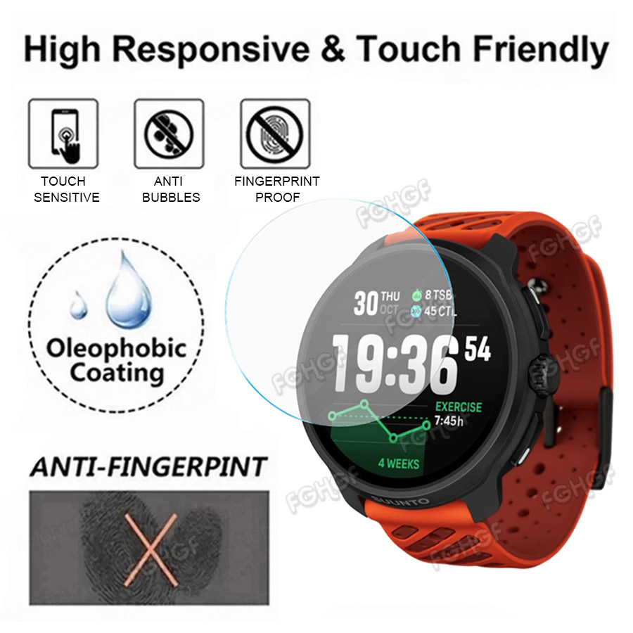 Running Watch - ฟิล์มป้องกันกระจกนิรภัยสำหรับซูนโต เรซ 2/เรซ เอสฝาครอบป้องกันหน้าจอสำหรับซูนโต รัน/โอเชียนสมาร์ทวอทช์อุปกรณ์เสริม